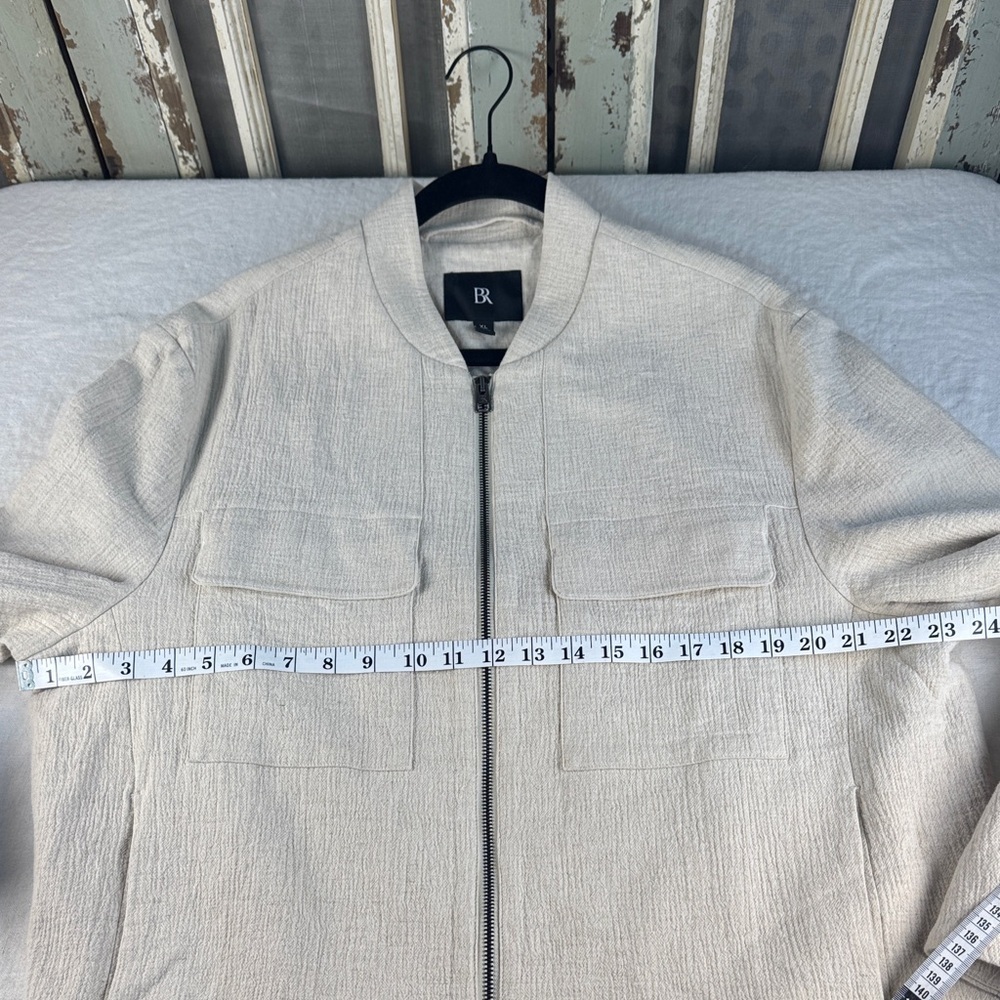 Banana Republic Bella Cotton Linen Light Tan Bomber Jacket XL - Picture 9 of 16